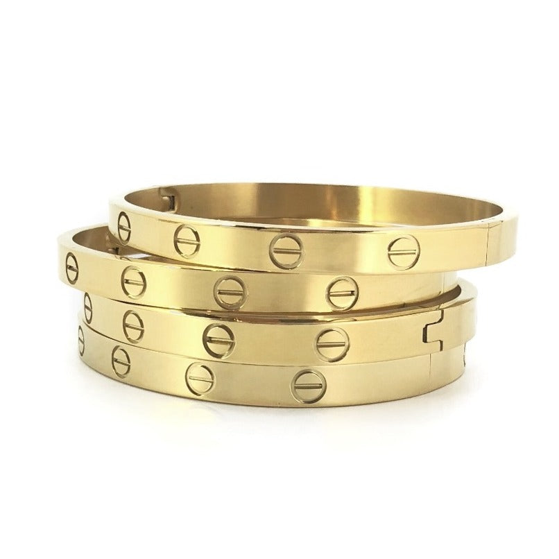 Love Bracelet, Love Bangle, 6 mm Gold Luxury Modern -Love Screw