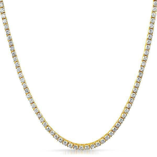 3mm Tennis Necklace with  Crystals in 18K Gold Plated
