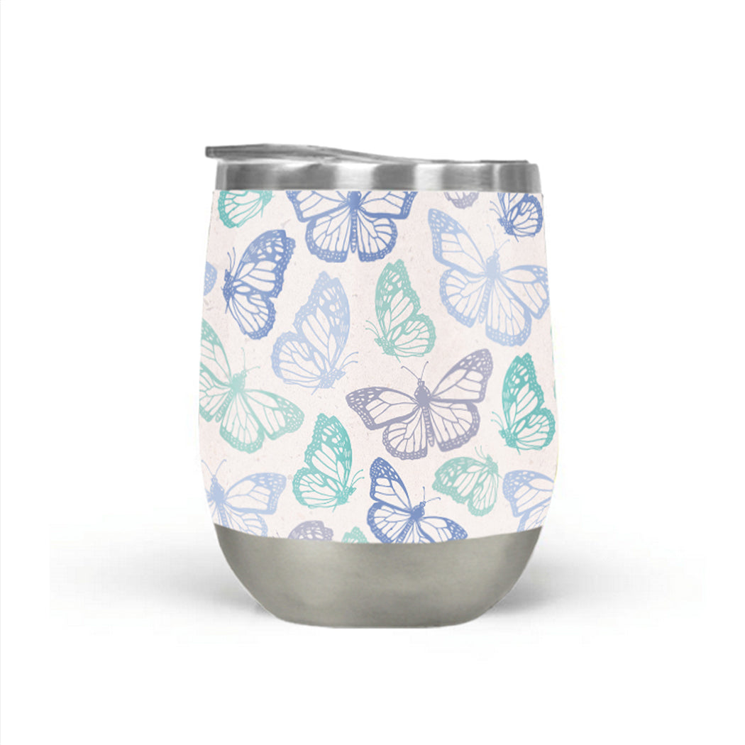 Purple & Green Butterfly Wine Tumbler