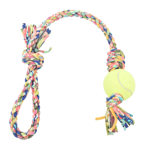 Loop/Barrel Tug Toys with Recycled Tennis Ball