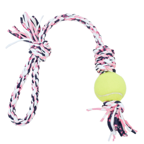 Loop/Barrel Tug Toys with Recycled Tennis Ball