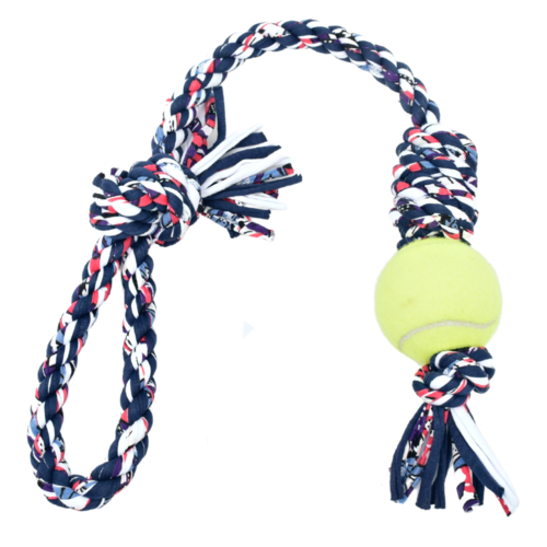 Loop/Barrel Tug Toys with Recycled Tennis Ball