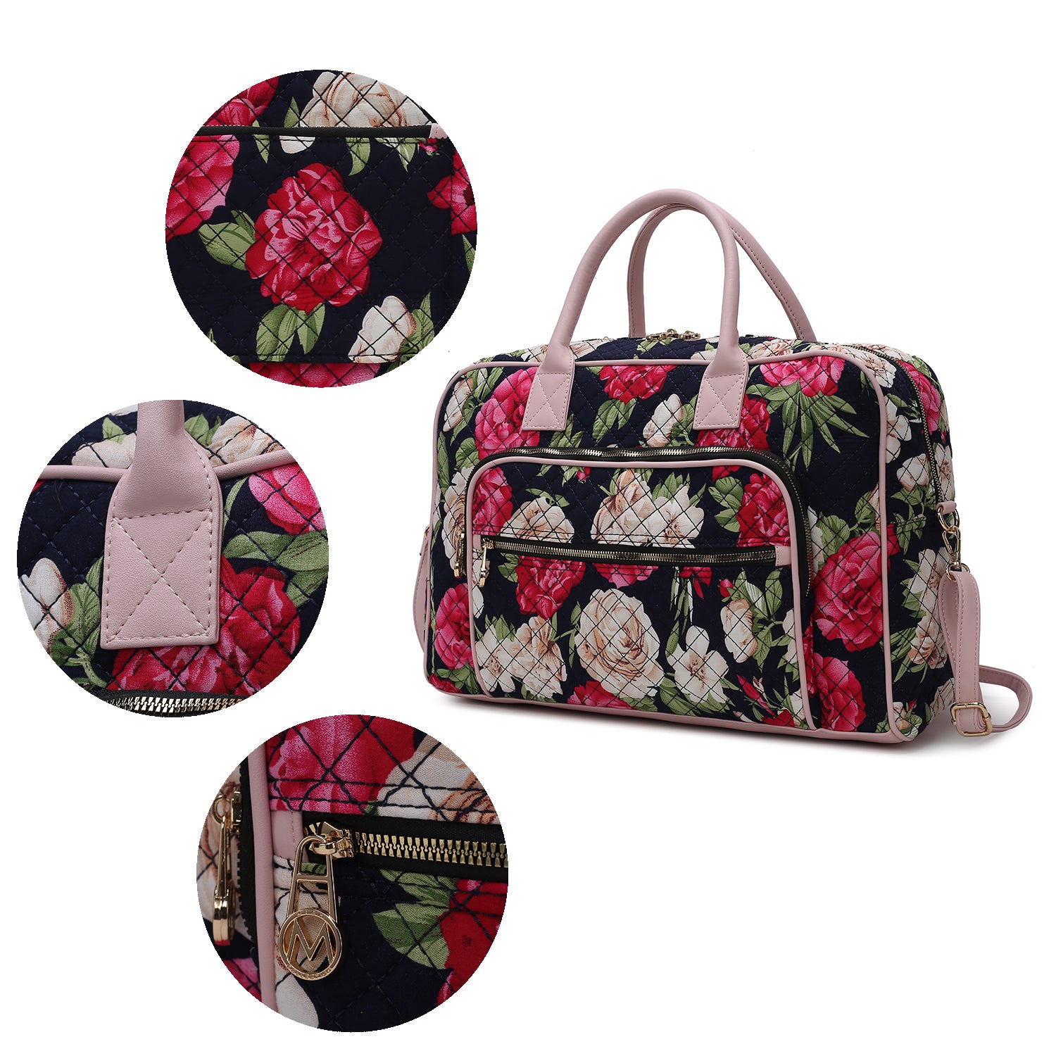 Jayla Quilted Cotton Botanical Pattern Women Duffle Bag