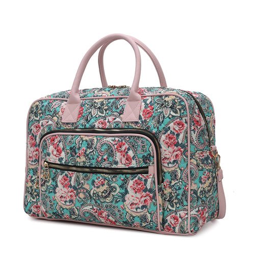 Jayla Quilted Cotton Botanical Pattern Women Duffle Bag