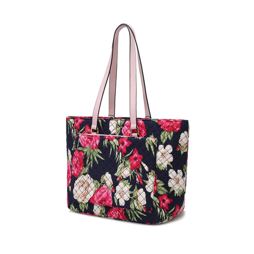 Hallie Quilted Cotton Botanical Pattern Women Tote Bag