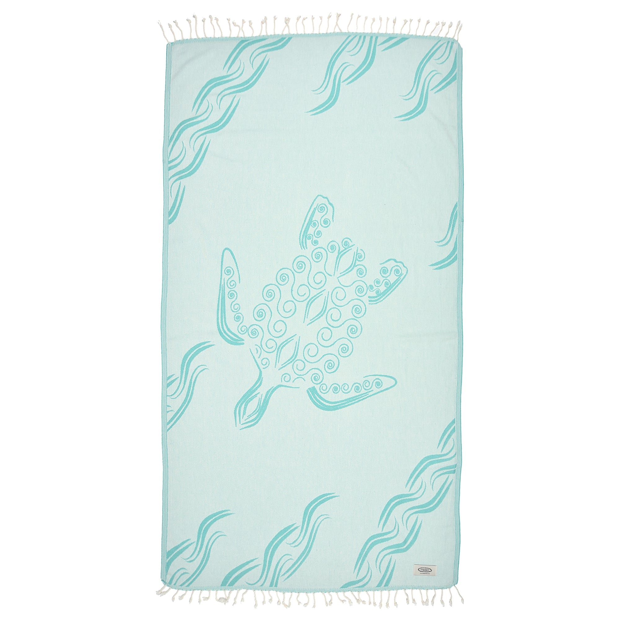 Exclusive Turquoise Turtle Peshtemal Pure Cotton Beach Towel