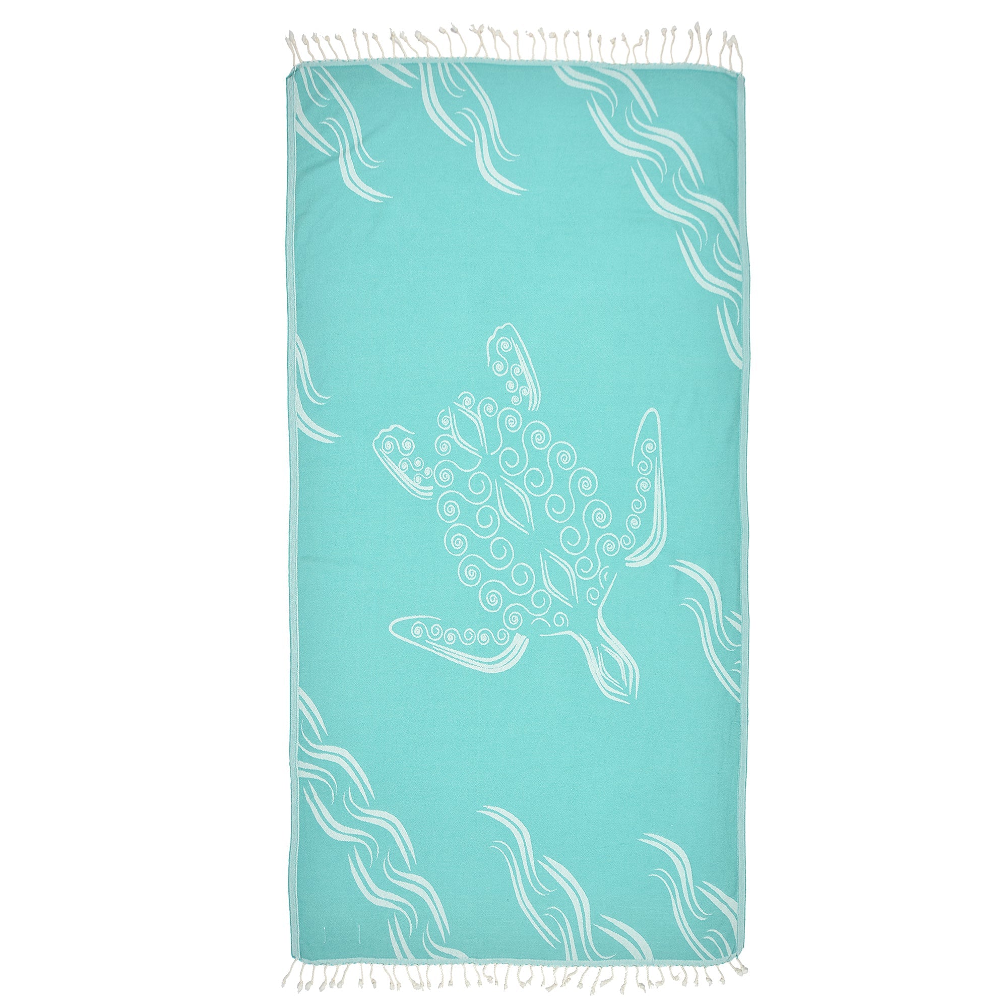 Exclusive Turquoise Turtle Peshtemal Pure Cotton Beach Towel