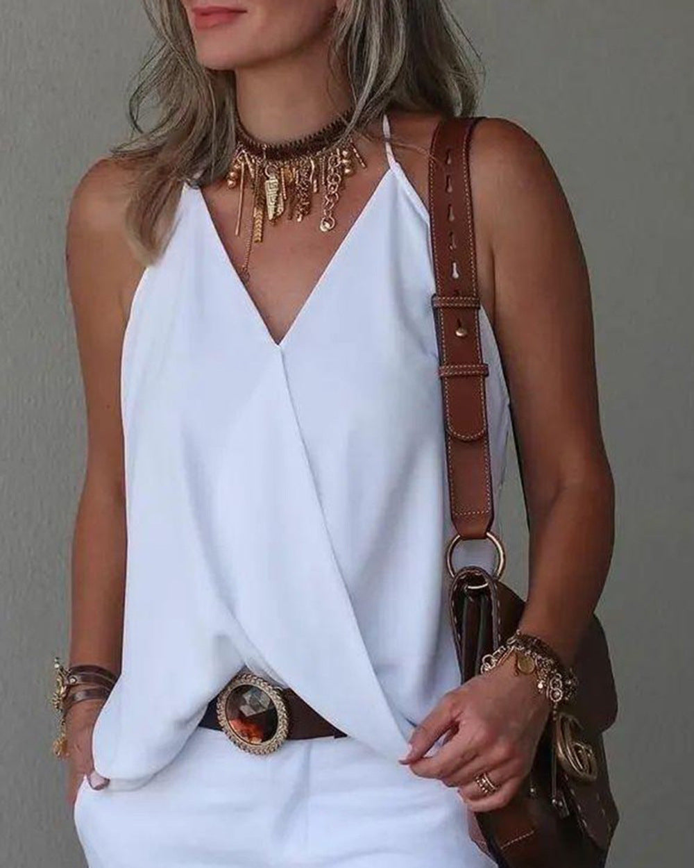 Loose Casual V-neck Tank Top