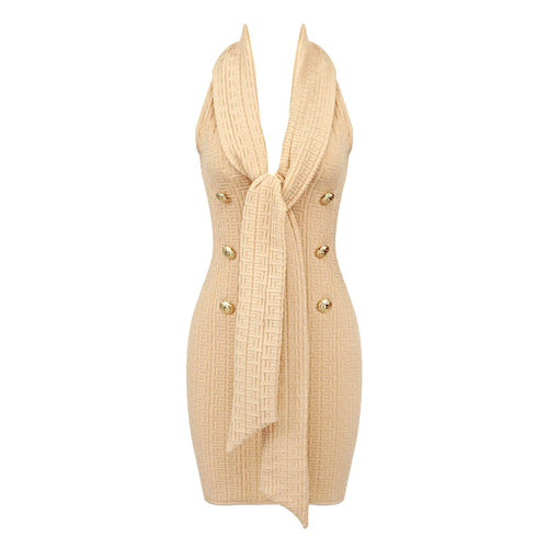 Women Apricot Sleeveless V neck Ribbon Knitted Jacquard Stretch Autumn