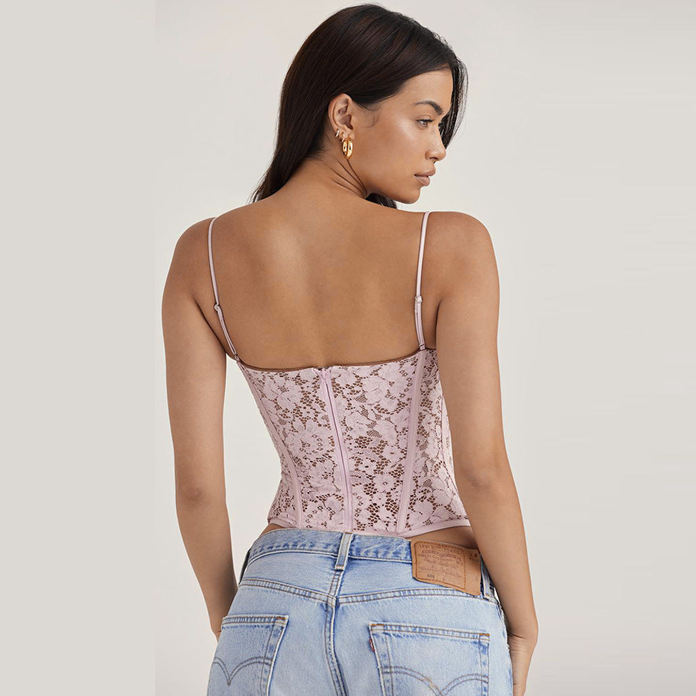 Fall Women Clothing Lace Sexy Camisole Women Boning Corset Top Women