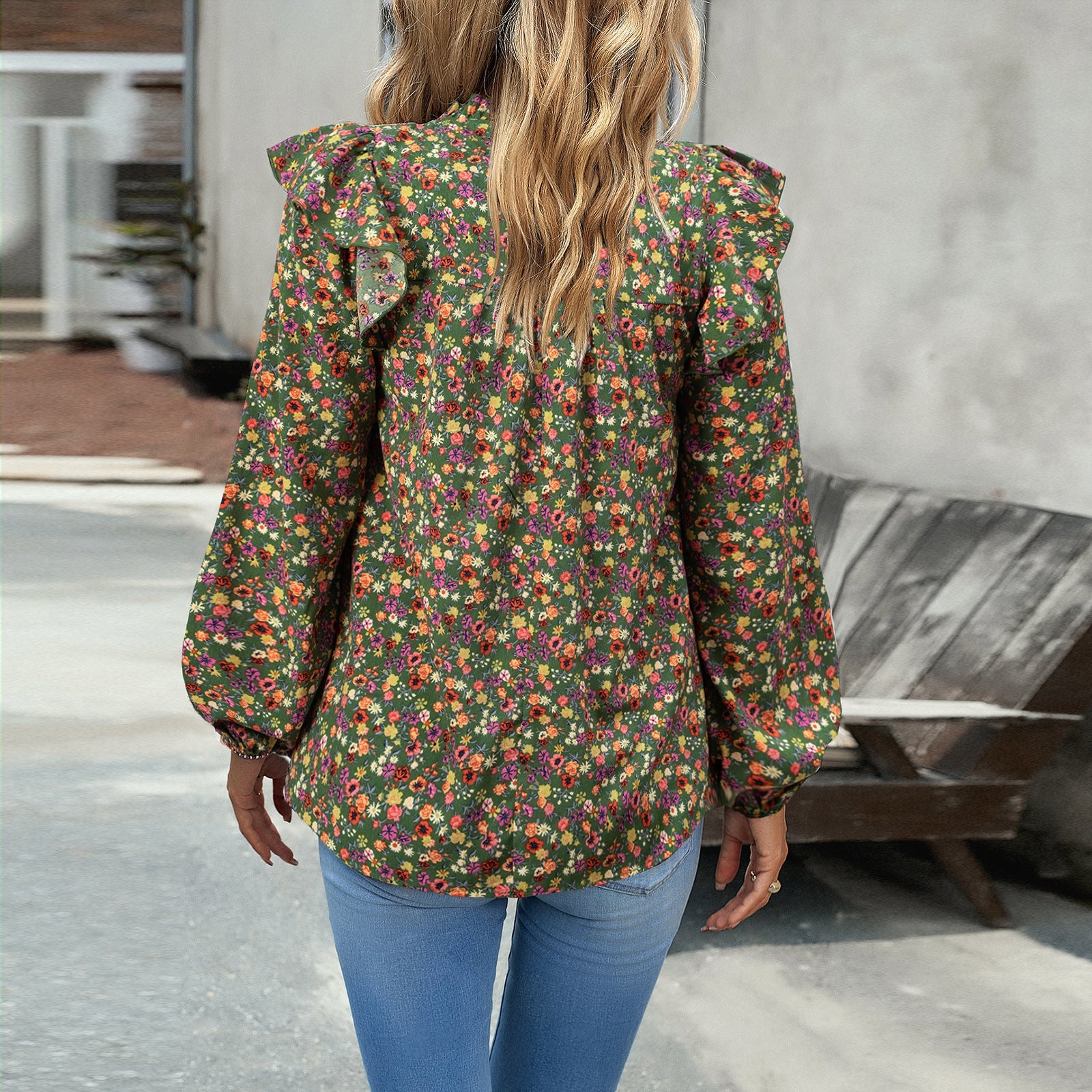 Floral Shirt Women Autumn Office Long Sleeve Shirt