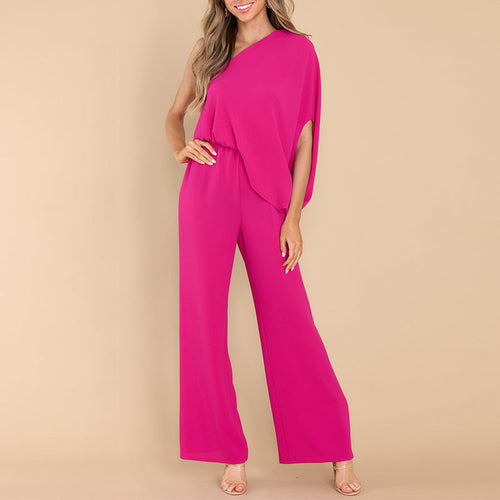 Loose Oblique Shoulder Asymmetrical Jumpsuit