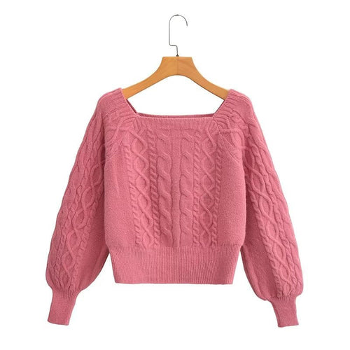 Soft Glutinous Cable Knit Sweater Women Autumn Winter Sweet Idle