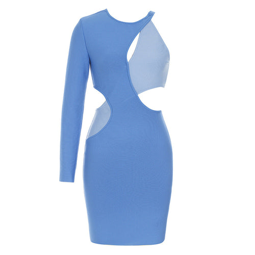 Dress Simple Bandage Retro Sexy Cutout Stitching Irregular Asymmetric