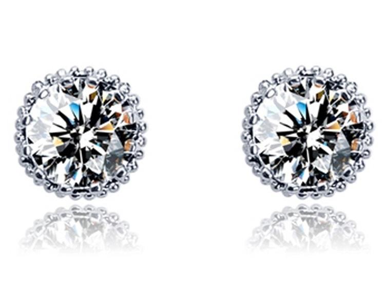 One Carat Cubic Zirconia Stud Earrings