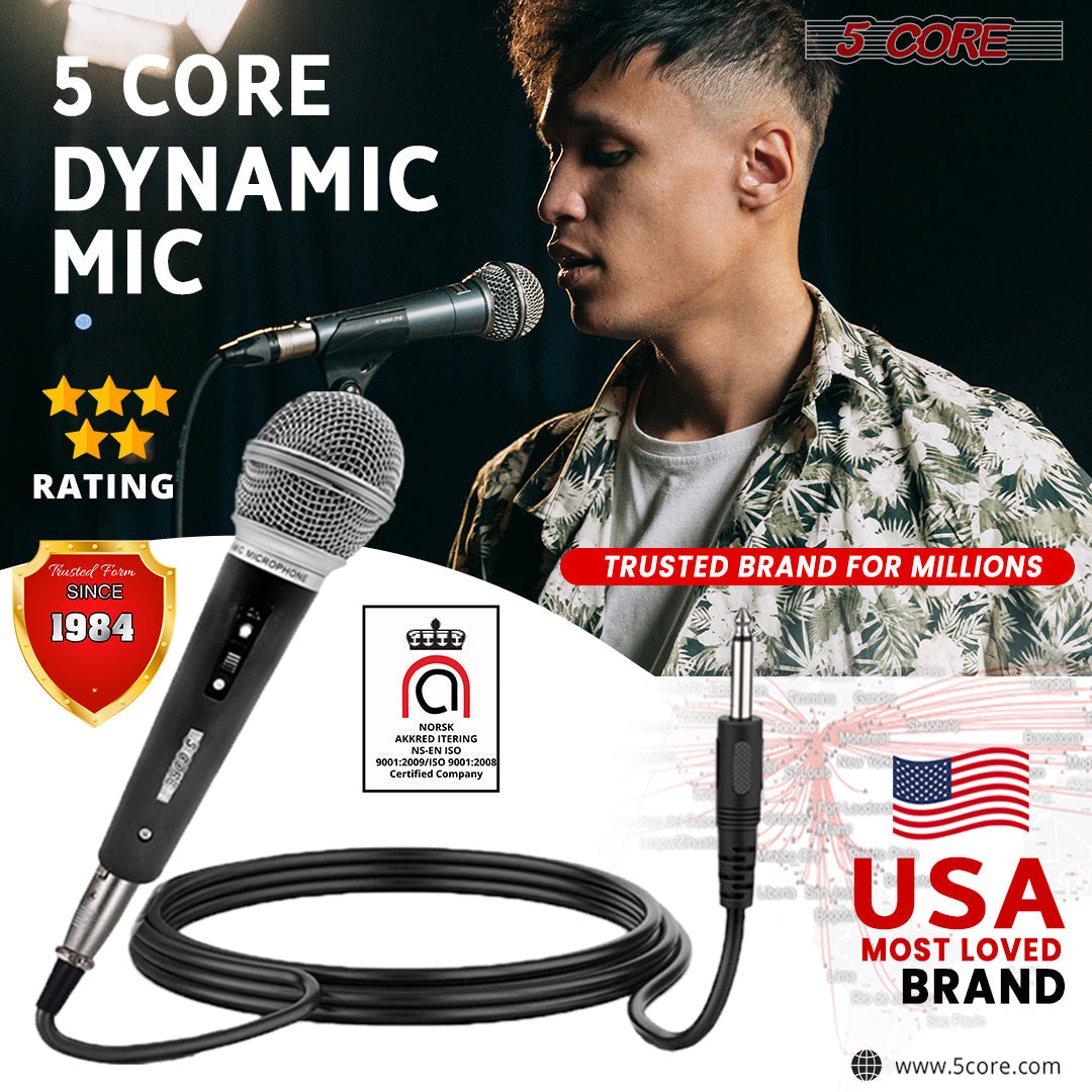 5 CORE Premium Vocal Dynamic Cardioid Handheld Microphone with XLR cord (PM 58)