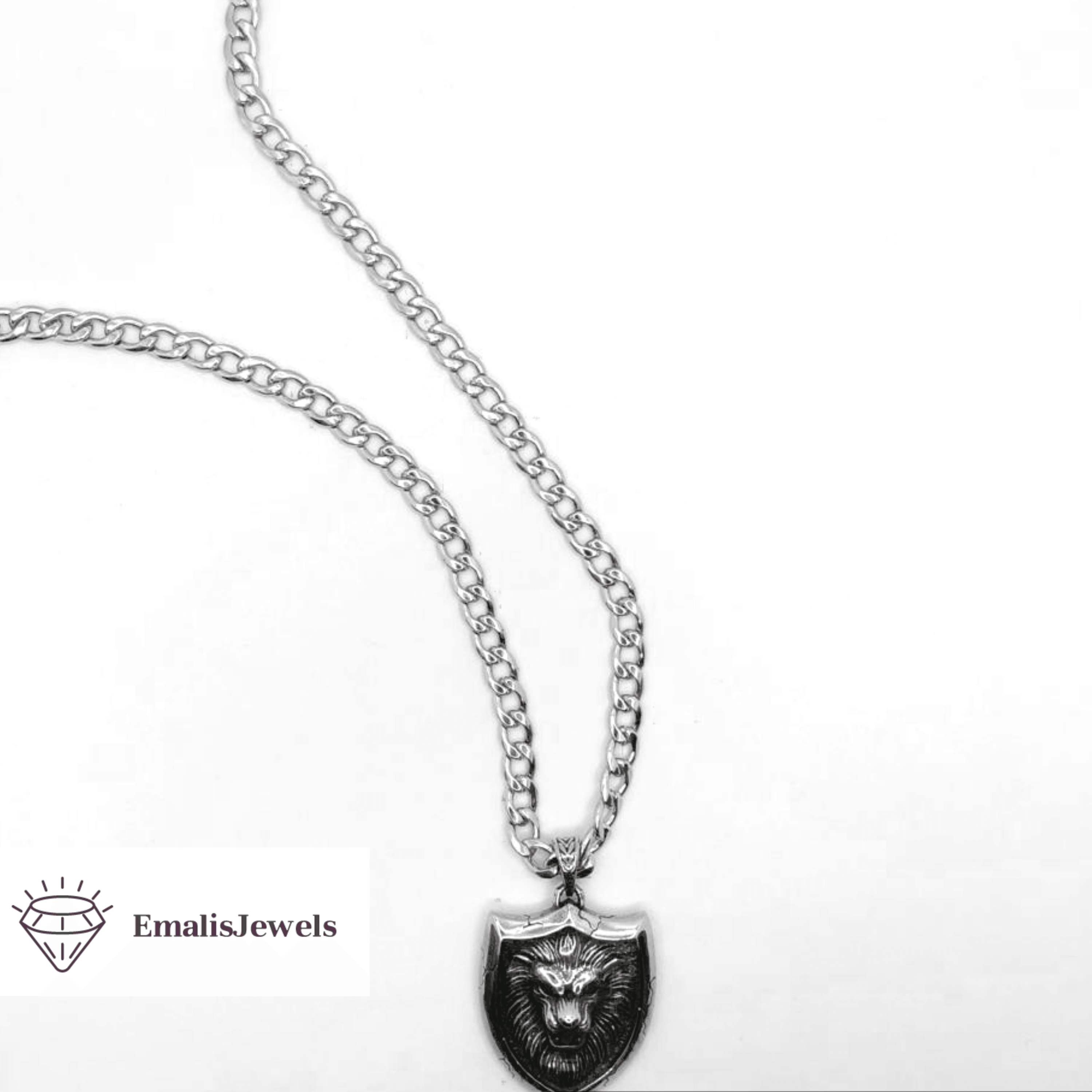 Stainless Steel Chain Necklace and Stainless Steel Lion Pendant