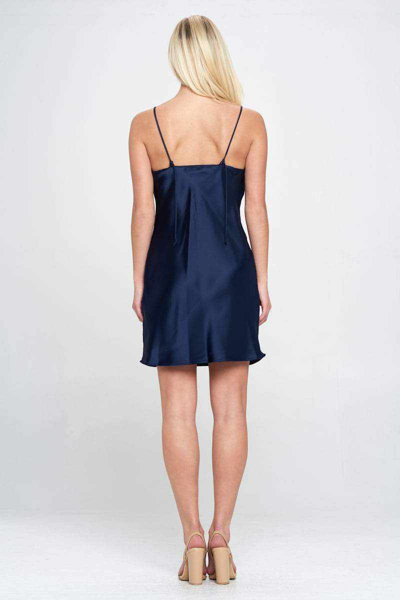 Solid Heavy Bias Cut Satin Slip Dress