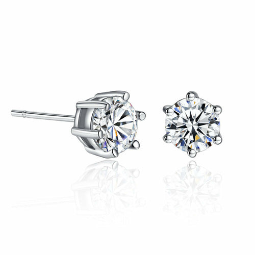 Round Cut Cubic Zirconia Stud Earrings