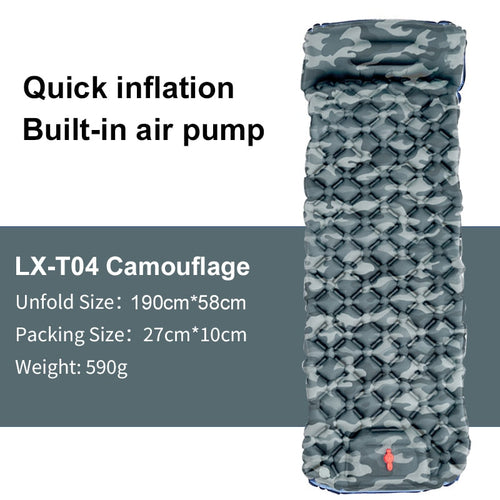 Inflatable Camping Mat with Pump and Headrest