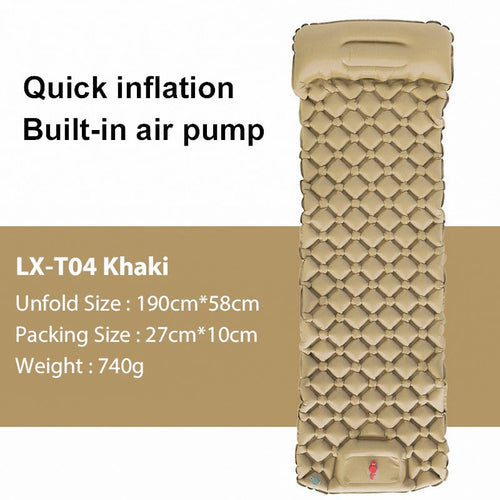 Inflatable Camping Mat with Pump and Headrest