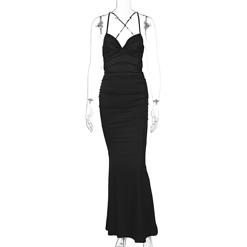 Lace Up Women Solid Satin Maxi Dress