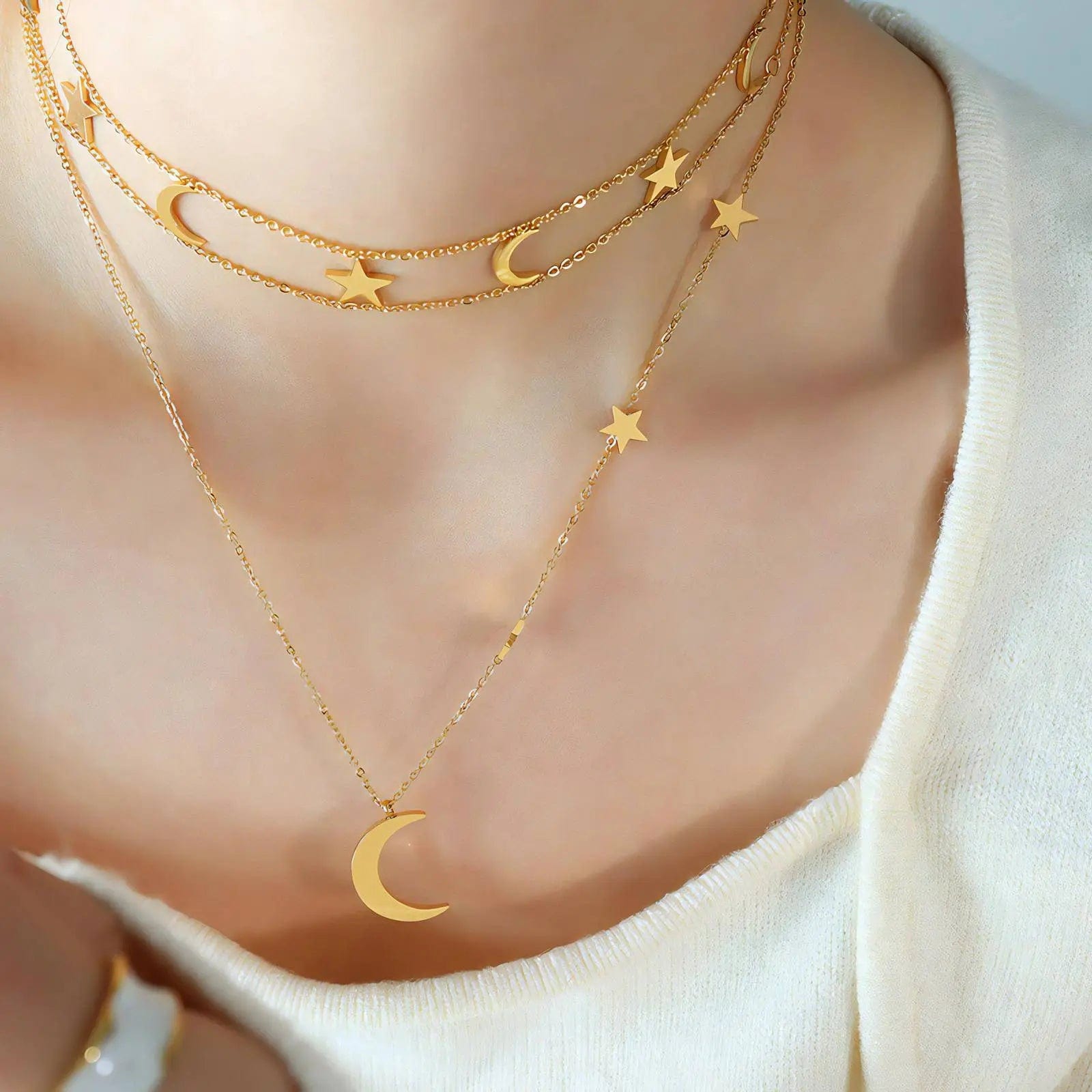 Stars On Me Layered 18K Gold Plated Women's Necklace