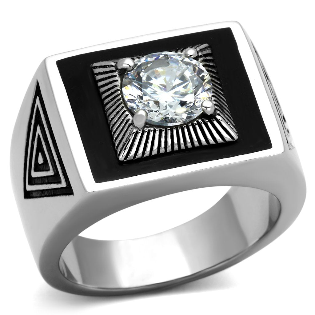 Men Stainless Steel Cubic Zirconia Rings TK1053