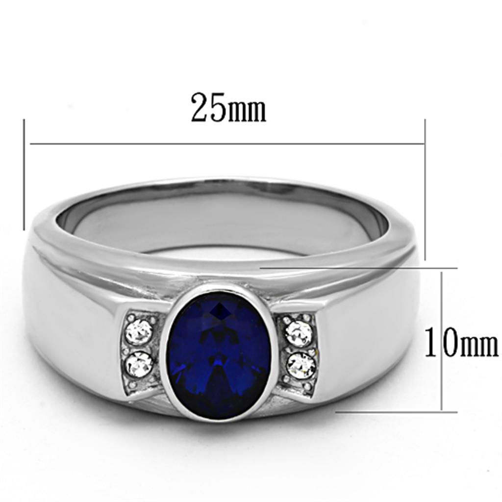 Men Stainless Steel Synthetic Glass Rings TK1184