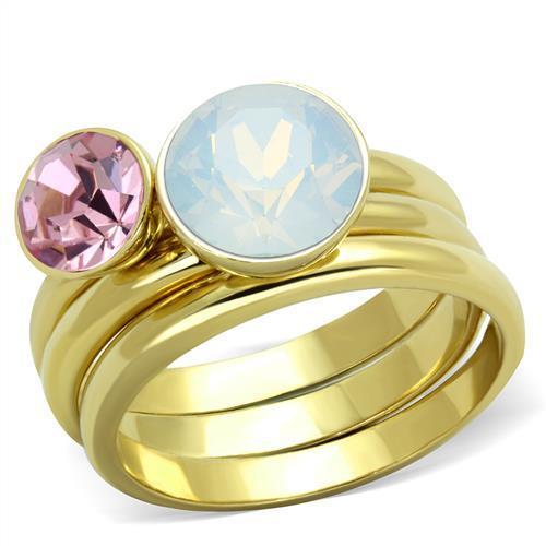 Women Stainless Steel Synthetic Crystal Rings