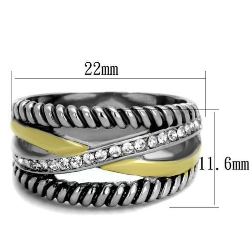 TK1825 - Two-Tone IP Gold (Ion Plating) Stainless Steel Ring with Top