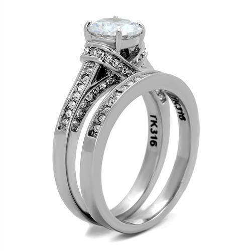 Women Stainless Steel Cubic Zirconia Rings TK1919