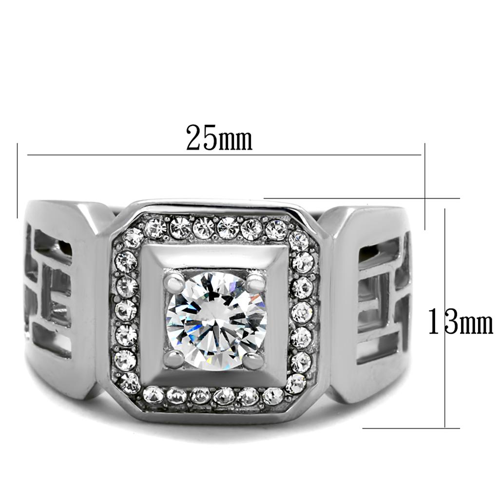 TK2046 - High polished (no plating) Stainless Steel Ring with AAA