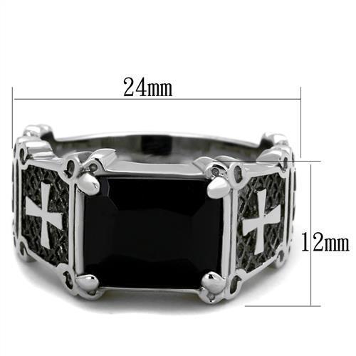 Men Stainless Steel Synthetic Glass Rings TK2055