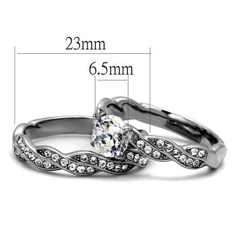 Women Stainless Steel Cubic Zirconia Rings TK2475