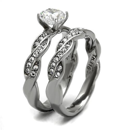 Women Stainless Steel Cubic Zirconia Rings TK2475