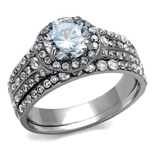 Women Stainless Steel Cubic Zirconia Rings TK2476