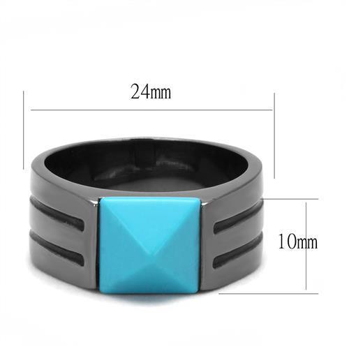 Men Stainless Steel Synthetic Turquoise Rings