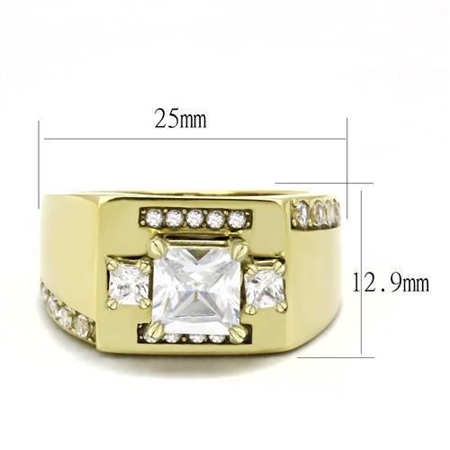 TK3078 - IP Gold(Ion Plating) Stainless Steel Ring with AAA Grade CZ