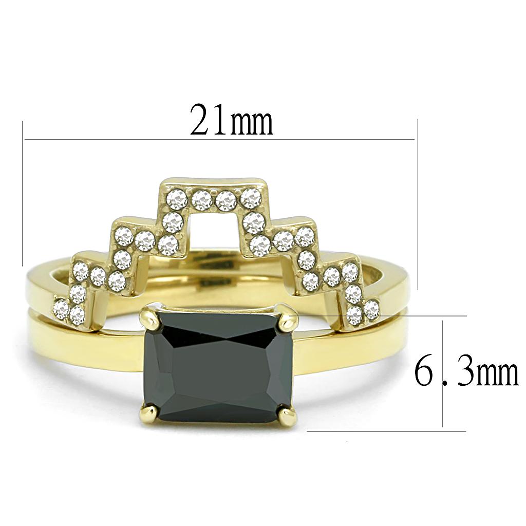 Women Stainless Steel Cubic Zirconia Rings TK3127