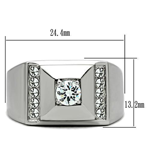 Men Stainless Steel Cubic Zirconia Rings TK317