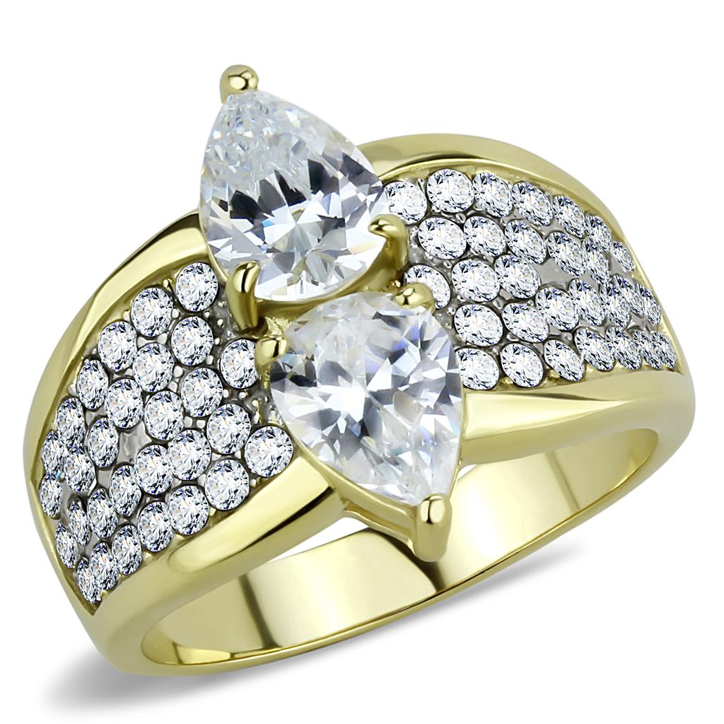 Women Stainless Steel Cubic Zirconia Rings TK3442