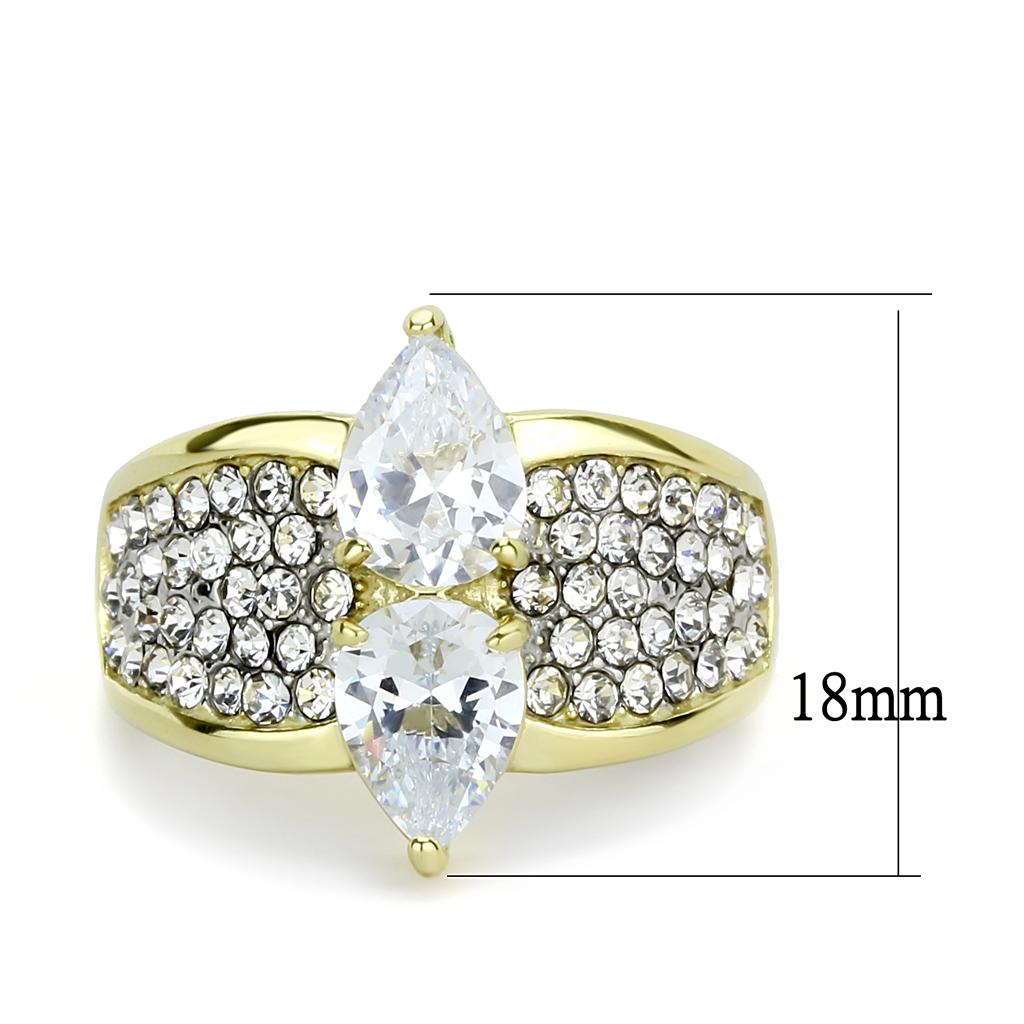 Women Stainless Steel Cubic Zirconia Rings TK3442