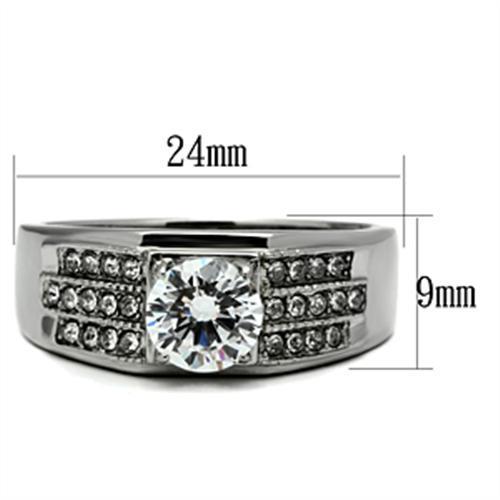 Men Stainless Steel Cubic Zirconia Rings TK354