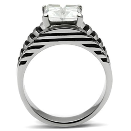 Women Stainless Steel Cubic Zirconia Rings TK393