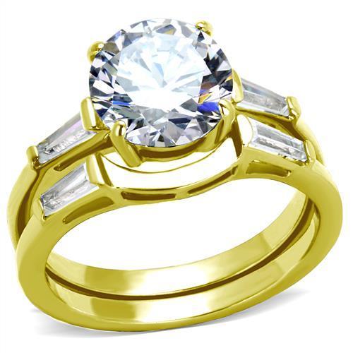 Women Stainless Steel Cubic Zirconia Rings TK44701