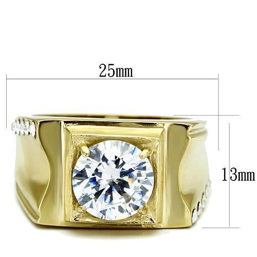 Men Stainless Steel Cubic Zirconia Rings TK721