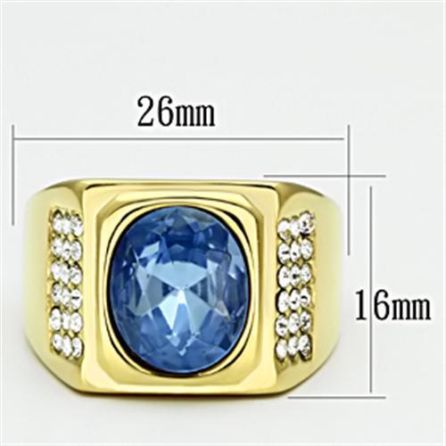 Men Stainless Steel Synthetic Glass Rings TK730