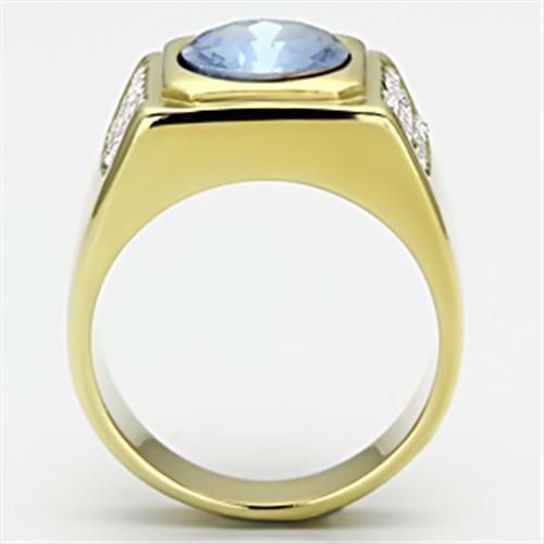 Men Stainless Steel Synthetic Glass Rings TK730