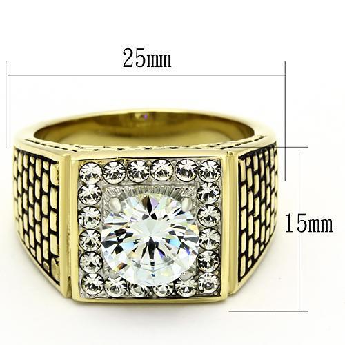 Men Stainless Steel Cubic Zirconia Rings TK735